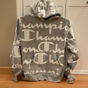 Champion Grey reverse weave all over hoodie